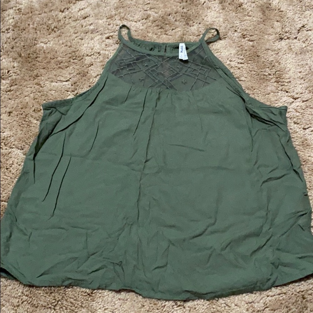 Green halter tank top